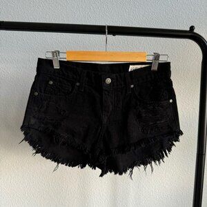 Pistola Black Gigi Distressed Low Rise Cutoff Denim Shorts Size M NWOT